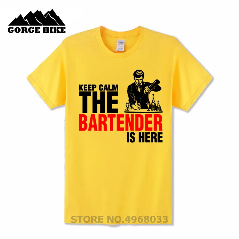 2019 летняя забавная Футболка с принтом Keep Calm The Bartender Is Here Фитнес Повседневная