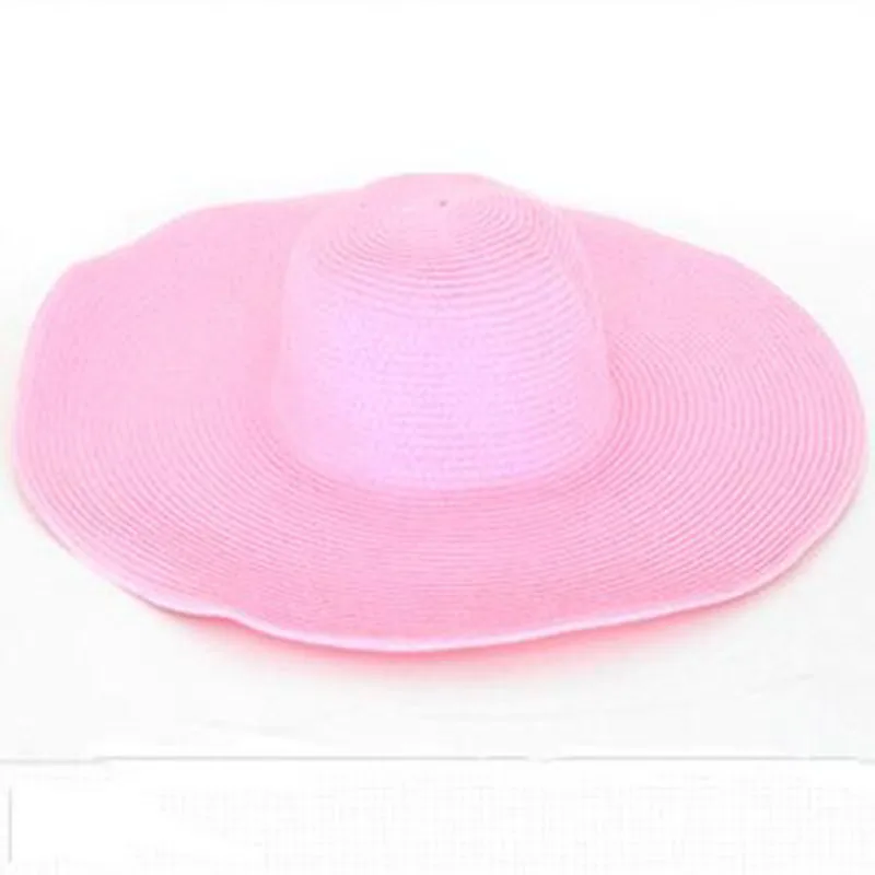 Pink Пляжная Солнцезащитная шляпа, женские летние солнцезащитные шляпы для женщин, соломенная шляпа от солнца с большими полями, складная пляжная шляпа для девочек - Цвет: Pink
