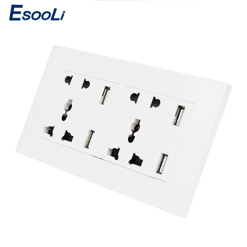 Настенная розетка Esooli двойная Универсальная Розетка с 5 отверстиями 4 USB