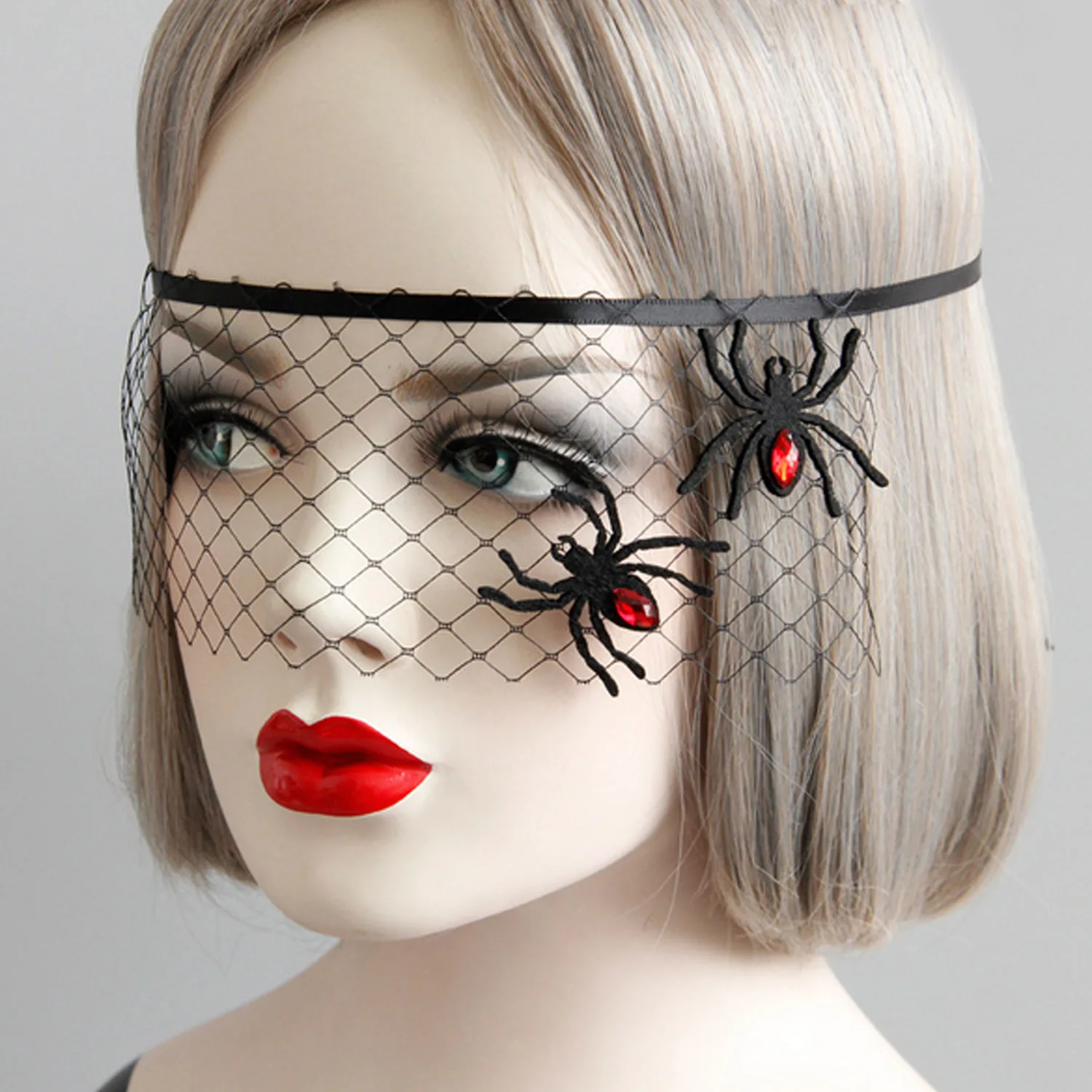 Behogar ретро черные половина уход за кожей лица сетки Человека паука с вуалью