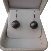 free shipping 100 nature freshwater pearl earring925 silver hookaaa blackpurple pearl11 13 big perfect round pearl earring