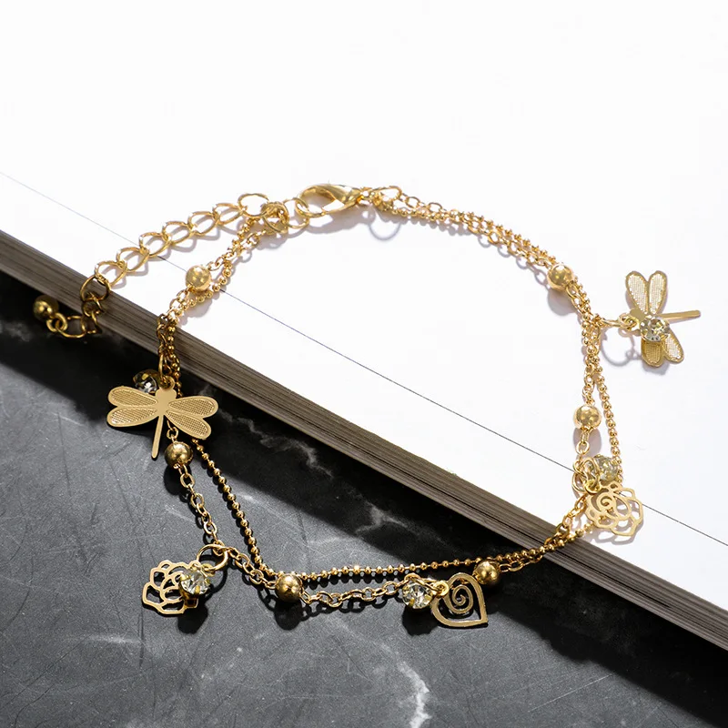 2 шт./компл. красивая стрекоза полый цветок кулон Регулируемая золотая