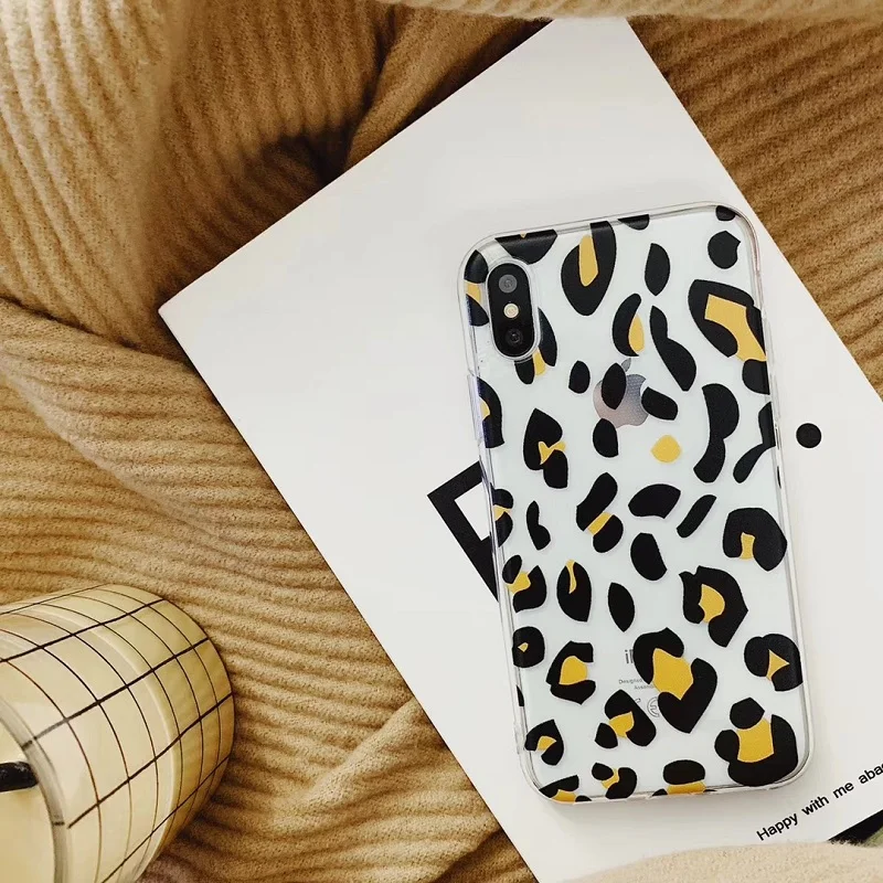 Модный мягкий чехол для телефона с леопардовым принтом iphone XS Max X XR прозрачный из