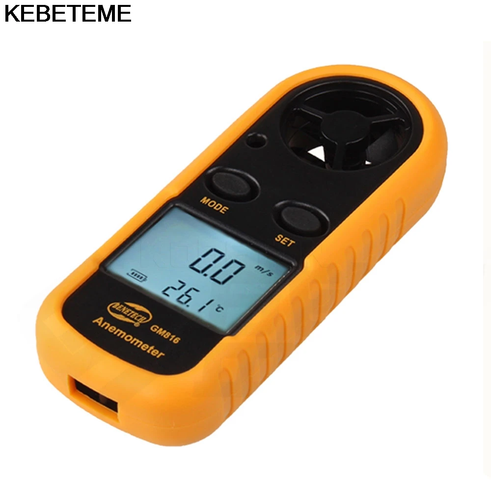 Цифровой ручной анемометр KEBETEME измеритель скорости ветра термоанемометр