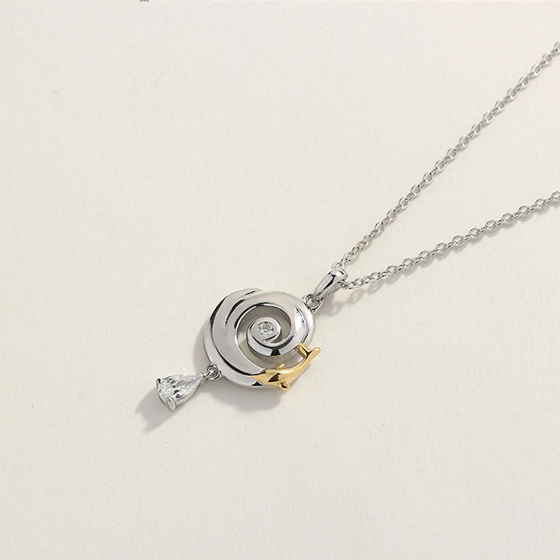 SpringLight Water Wave Fish bell Design Pendant Real 925 Sterling Silver Fine Jewelry Elegant Round Necklace for Women Party | Украшения и
