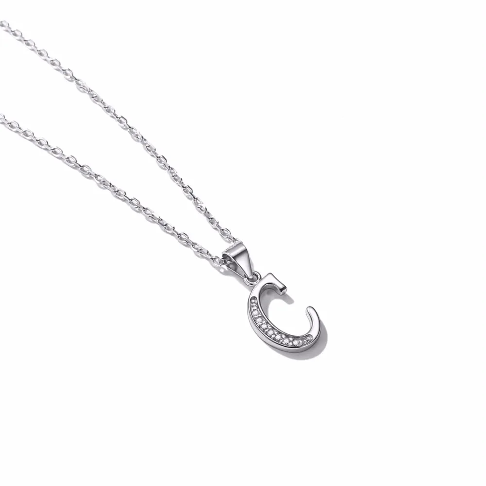 SILVERCUTE 925 пробы инициал из серебра ожерелье для женщин Альфабет кулон с цепочкой Имя ювелирные изделия подарок на день рождения SCP6396B