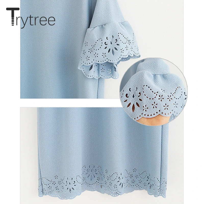 Летнее осеннее платье Trytree женское повседневное однотонное рубашка с коротким