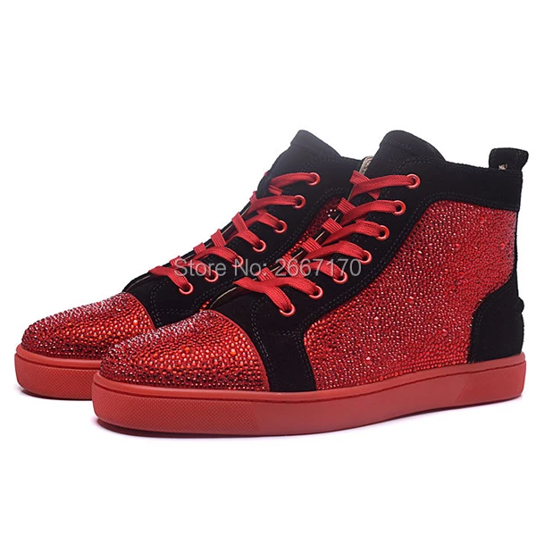 Женские высокие кроссовки со стразами мужская обувь повседневная на плоской