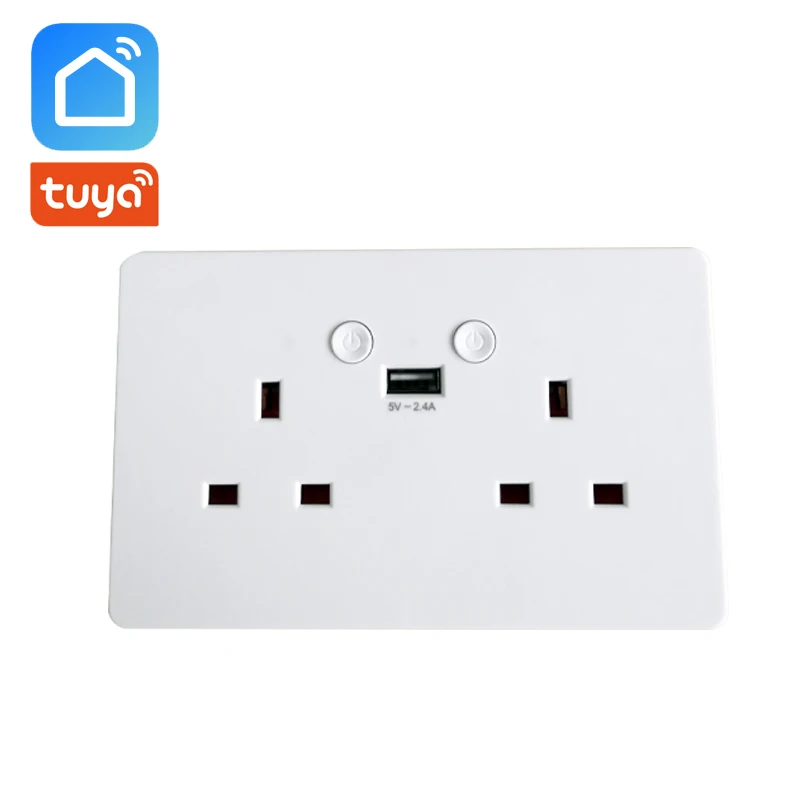 Tuya Настенная Розетка WiFi с USB вилка стандарта Великобритании приложение