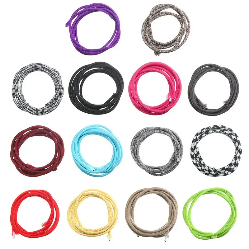 2 м шнура цветной винтажный Плетеный тканевый светильник кабель ткань