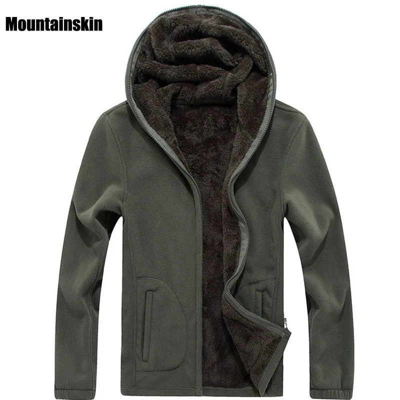 Мужская Флисовая Толстовка Mountainskin однотонная Повседневная куртка с капюшоном
