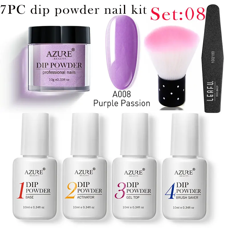 Лазурная красота 7 шт./партия набор пудры для ногтей дизайн в домашних условиях