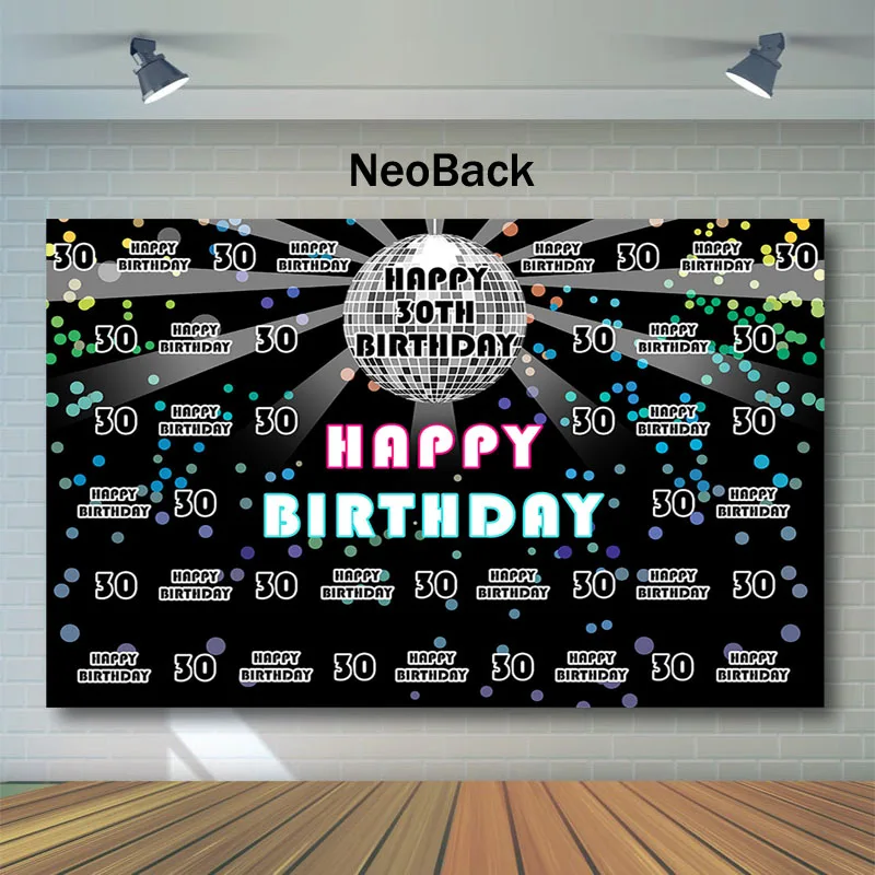 Фотофоны для вечеринки на день рождения NeoBack Disco Theme 30st повторяющиеся шаги фон