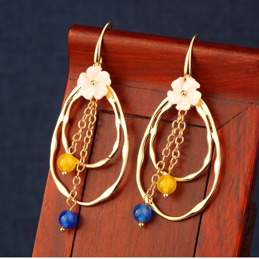 MYWINY модные серьги в форме цветка этнические длинные капли воды винтажные