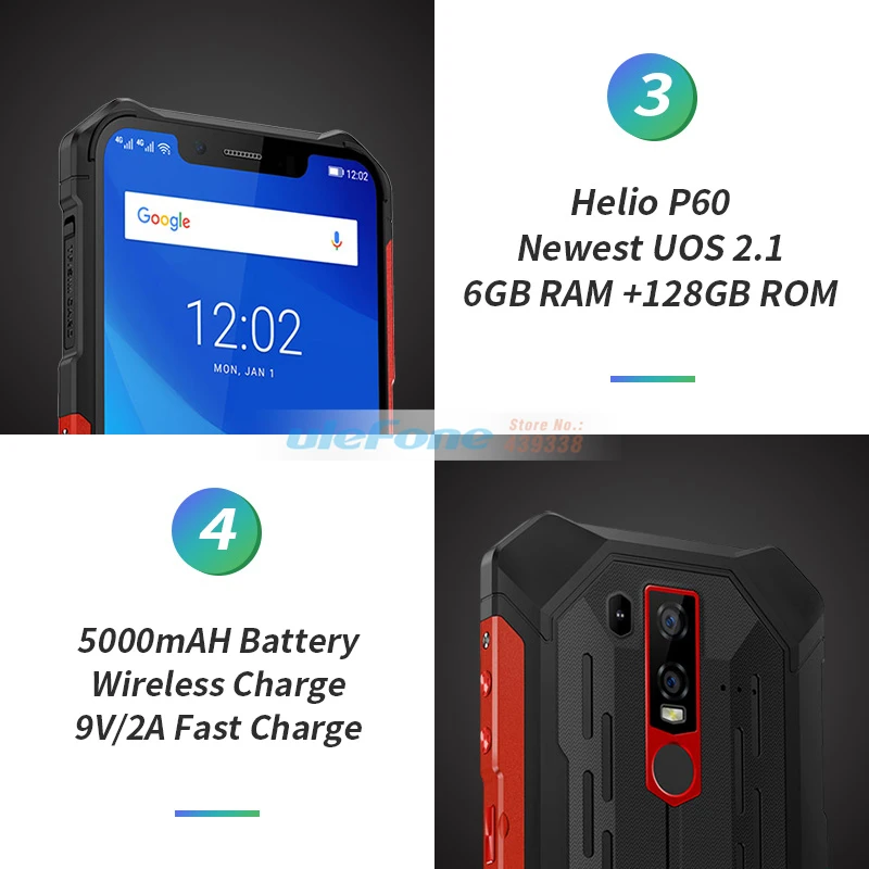Ulefone Armor 6 IP68 водонепроницаемый мобильный телефон Helio P60 8 ядер ГБ + 128 Гб 5000 мАч