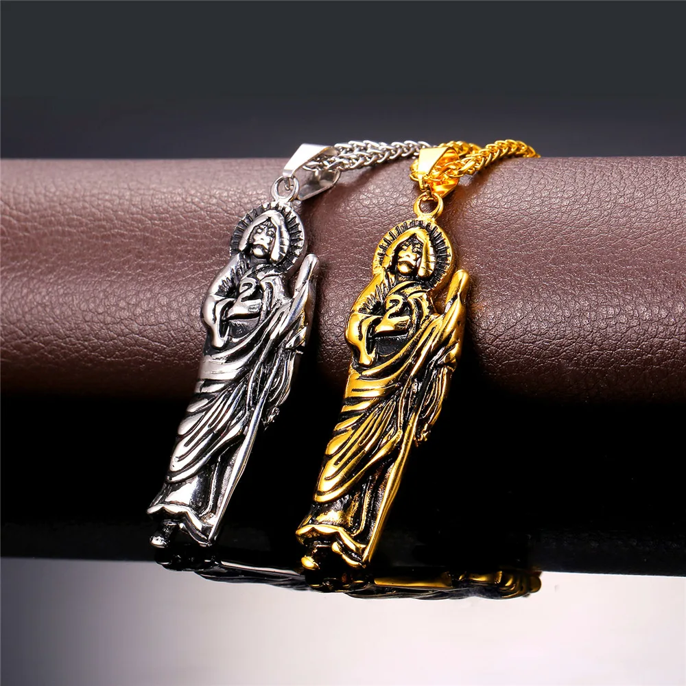 U7 Иисус Кулон Ожерелье Религиозные Ювелирные Изделия Для Мужчин/ Женщин Цепь Из