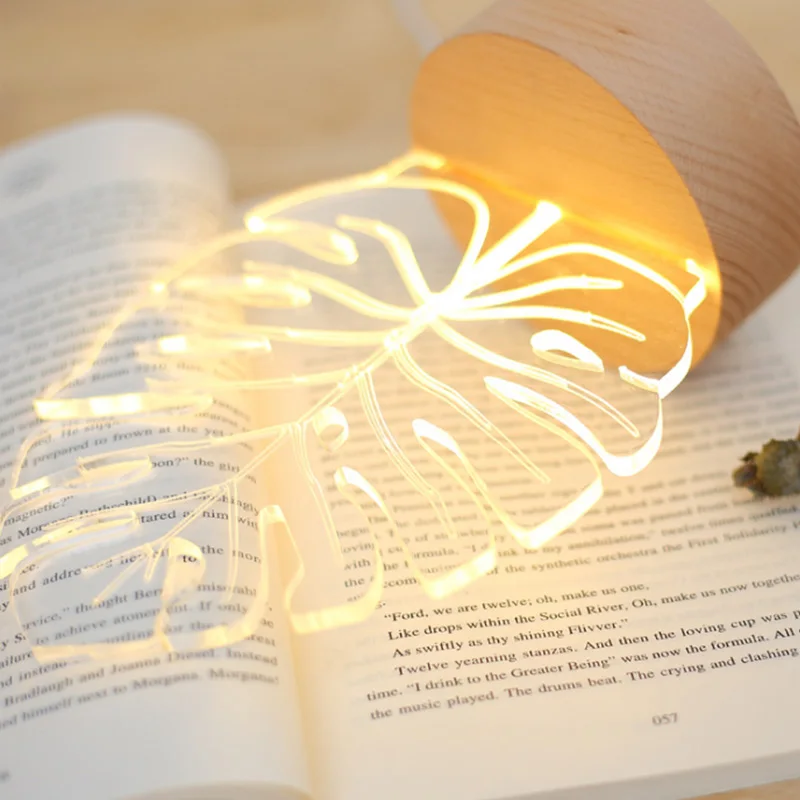 Черепаха лист моделирование 3D видение ночник яркость регулируемая USB Led