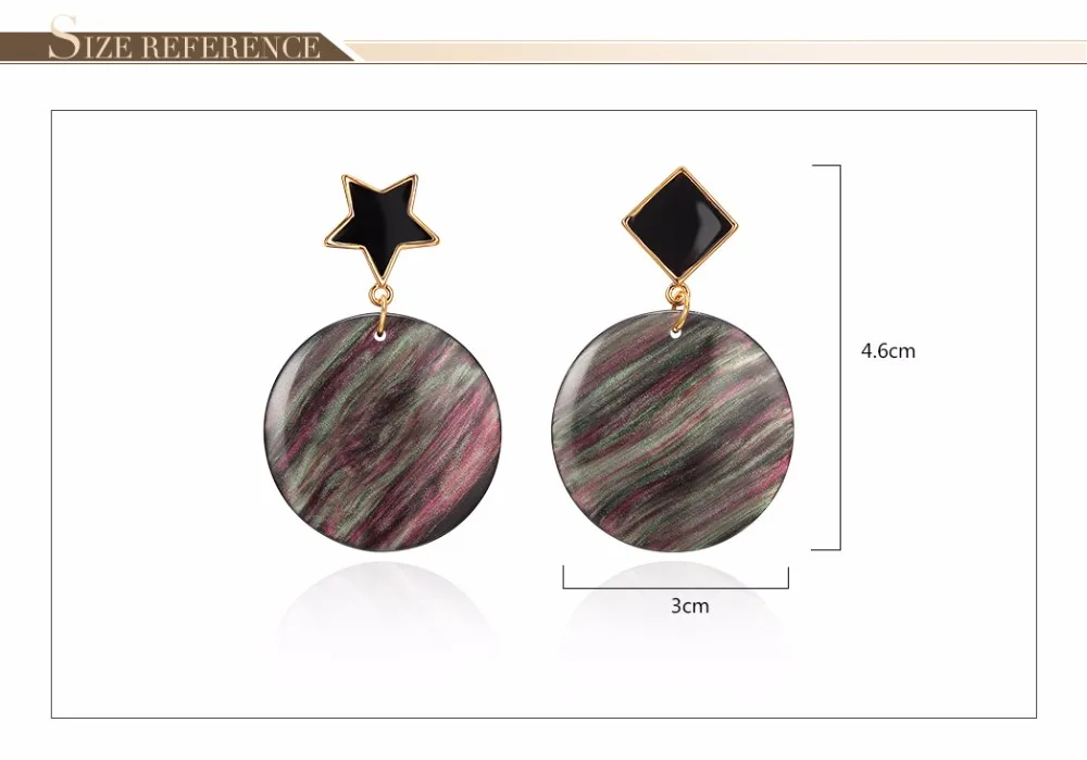 Viennois Новая Мода Круглый Sea Shell Серьги для Женщин Свет Позолоченные Черный Эмаль Звезда Мотаться Серьги Ювелирного Бренда