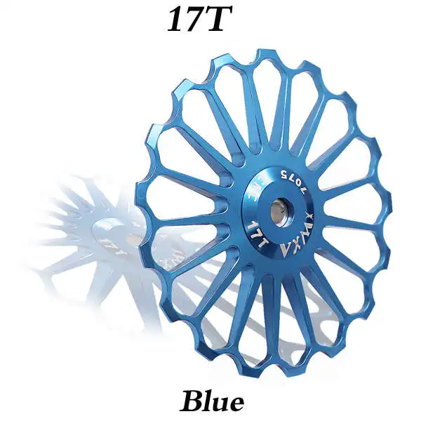 17T blue VXM MTB дорожный велосипед Керамика Шкив алюминиевого сплава задний переключатель 8 T/10 T/11 T/12/13 T/14/15 T/16 T/17 T руководство велосипед Керамика подшипник опорное колесо - Цвет: 17T blue