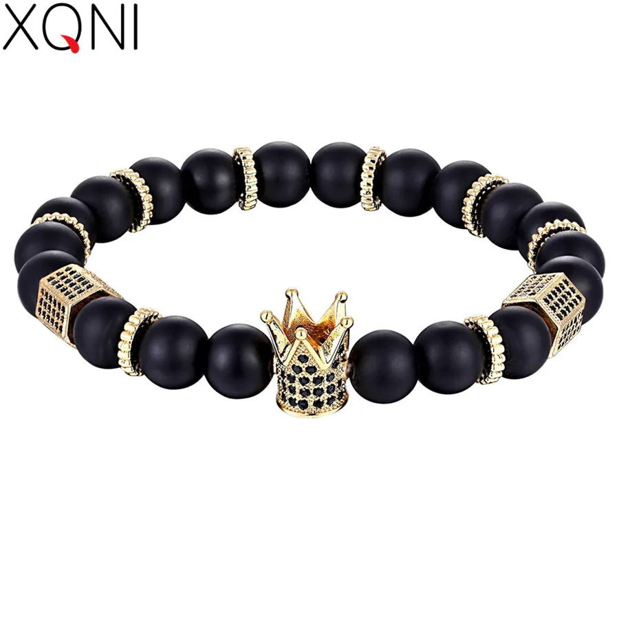 

XQNI Crown Pattern Accessories 17-20cm Adjustable Strand Beads Bracelets For Men Women Couple Hand Jewelry For Birthday Gift