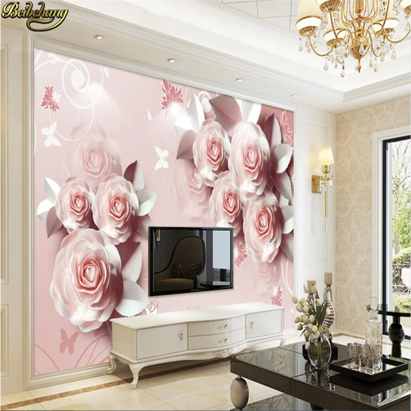 beibehang Custom Photo Wallpaper 3D Large Wall Sticker Carved Rose Romantic Relief TV Background | Обустройство дома