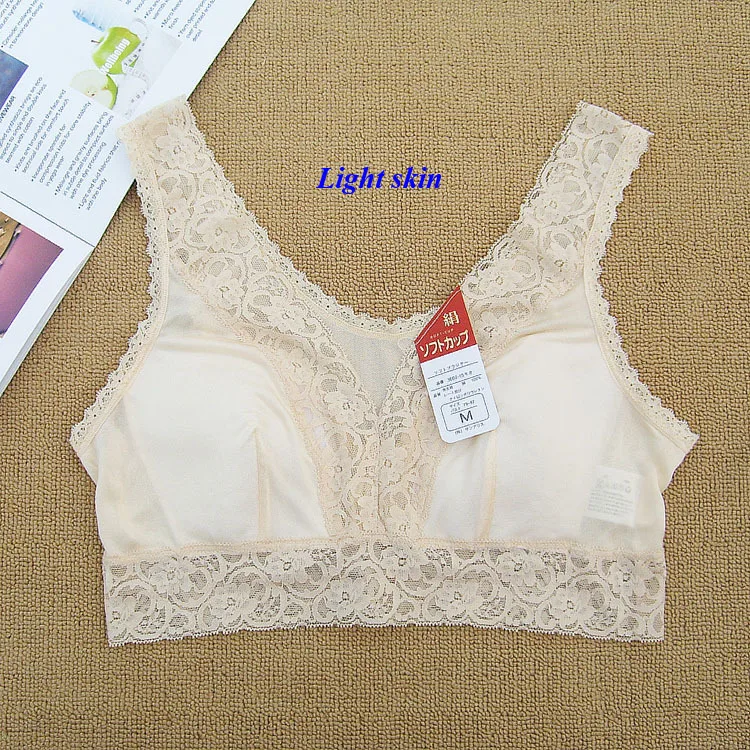 Двусторонний бюстгальтер-жилет из 100% натурального шелка тонкий кружевной