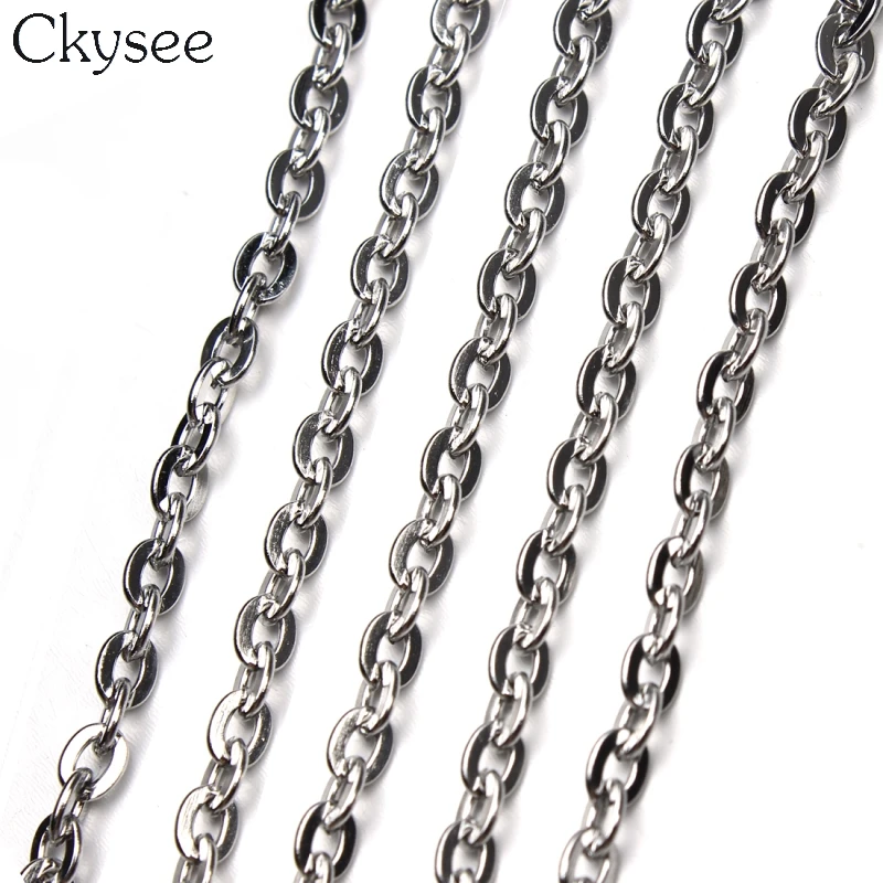 5 м/лот цепочка из нержавеющей стали для ожерелья браслета серебристого цвета