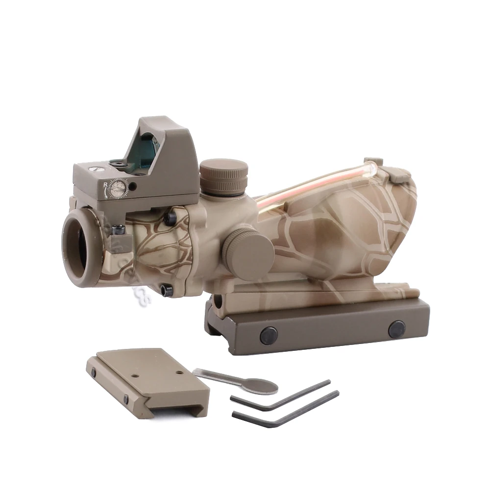 SPINA Оптика Тактический ACOG 4X32 стиль источник волокна подсвеченный красным оптический прицел с RMR микро красная точка питон камуфляж