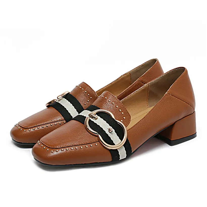 Женские лоферы из искусственной кожи на плоской подошве с квадратным