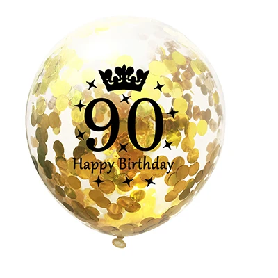 Balloon 90 Два кольца в одном, 12 шт./набор, 18 Вт, 30 Вт/40/50/60 лет Пластик спиральный орнамент 5 шт. конфетти Корона латексных воздушных шаров для День рождения украшения - Цвет: Balloon 90