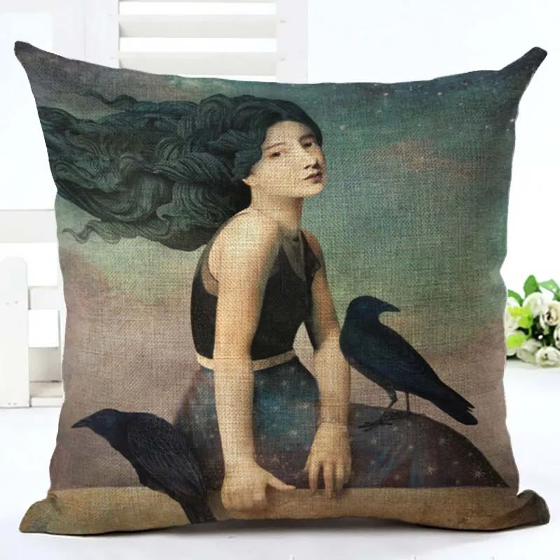 18 дюймов наволочка с красивым принтом Наволочка украшения для дома хлопок лен