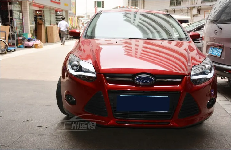 Автомобильный Стильный чехол на головную лампу для Ford Focus 2012 2013, светодиодный налобный фонарь, DRL Объектив, двойной луч, биксеноновые автомобильные аксессуары
