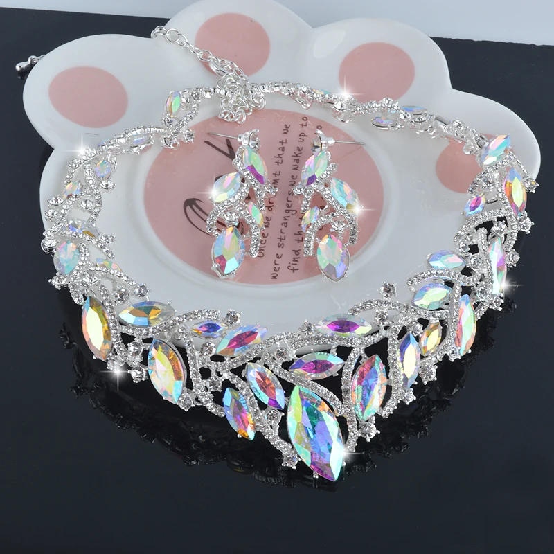 Модный Нежный Кристалл AB Цвет Ювелирные наборы для невесты Свадебная вечеринка