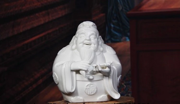 China Pottery Dehua White Porcelain Fu Lu Shou Longevity God Buddha Ruyi Statue | Дом и сад