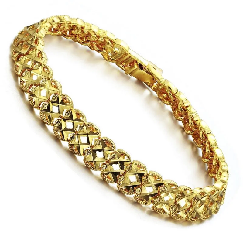 Bracelet Liffly Модный женский 18 К золотой браслет полые браслеты для женщин Свадебные украшения подарок на день рождения - Цвет камня: Bracelet