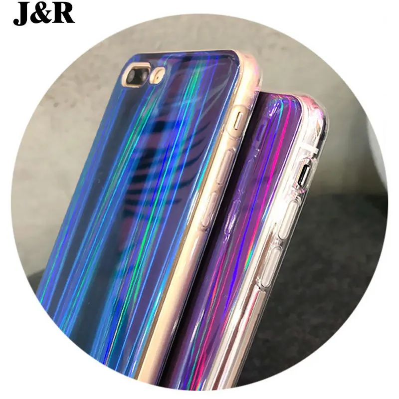 J &amp R роскошный Радужный блестящий чехол для телефона iPhone 6 6s 7 8 Plus X разноцветный