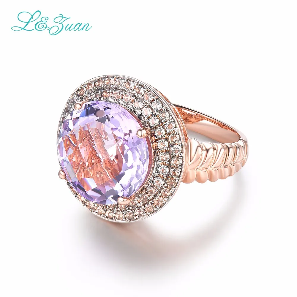 L& zuan Топ-класс Натуральный 5.482ct аметист кольцо для женщин в 925 пробы серебро фиолетовый камень зубец Установка роскошные кольца