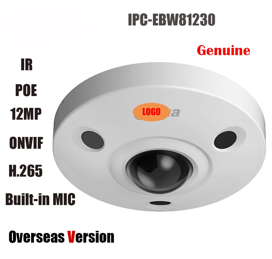 IPC-EBW81230 12 МП панорамная сеть инфракрасный широкоугольный камера Встроенный микрофон заменить IPC-EBW81200 POE IP камера без логотипа