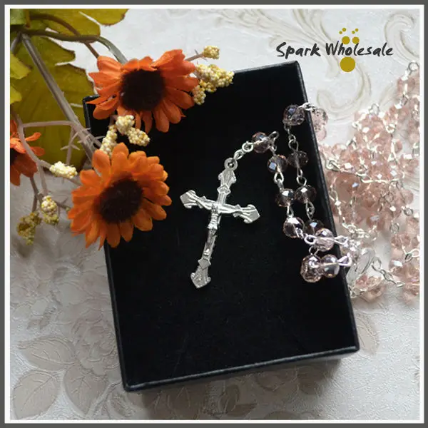 Религиозное женское ожерелье с розовыми кристаллами 6*4 мм четки из бусин в