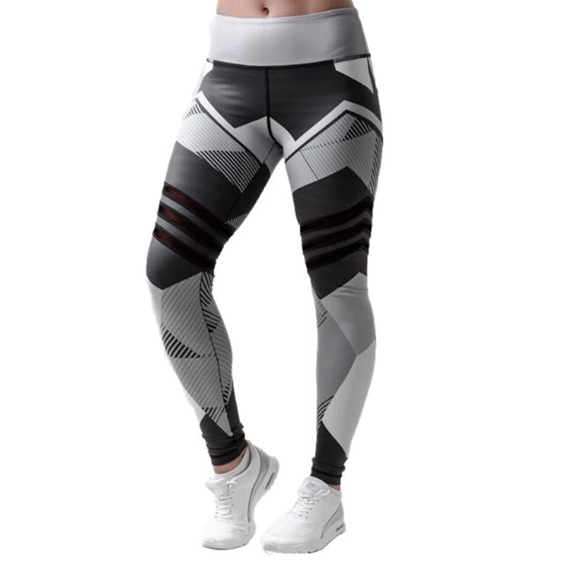 Высокая эластичность принт Талия Леггинсы Для женщин тренировки Фитнес пуш-ап