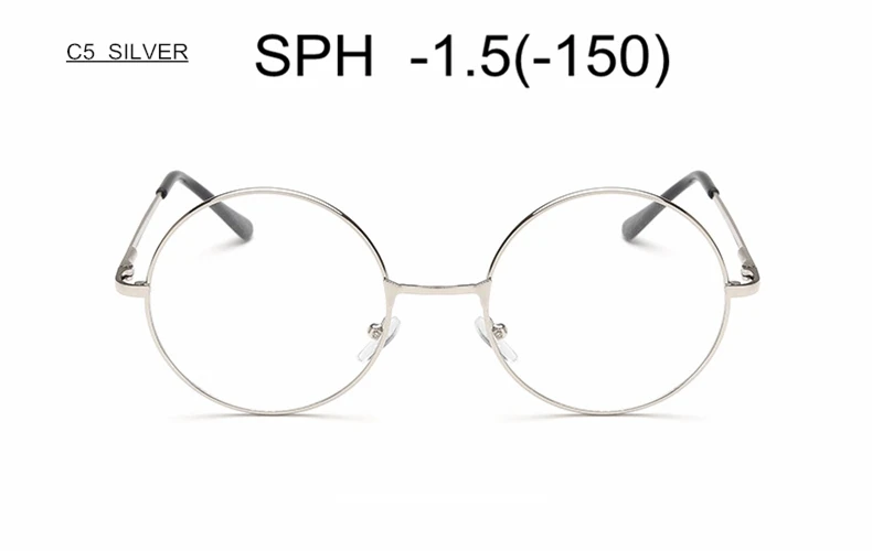 C5 (-1.5) Очки для близорукости с диоптриями SPH-1-2,0-2,5-3,0-3,5-4,0 для женщин и мужчин, сплав, круглая оправа, близорукие очки UF33 - Цвет оправы: C5 (-1.5)