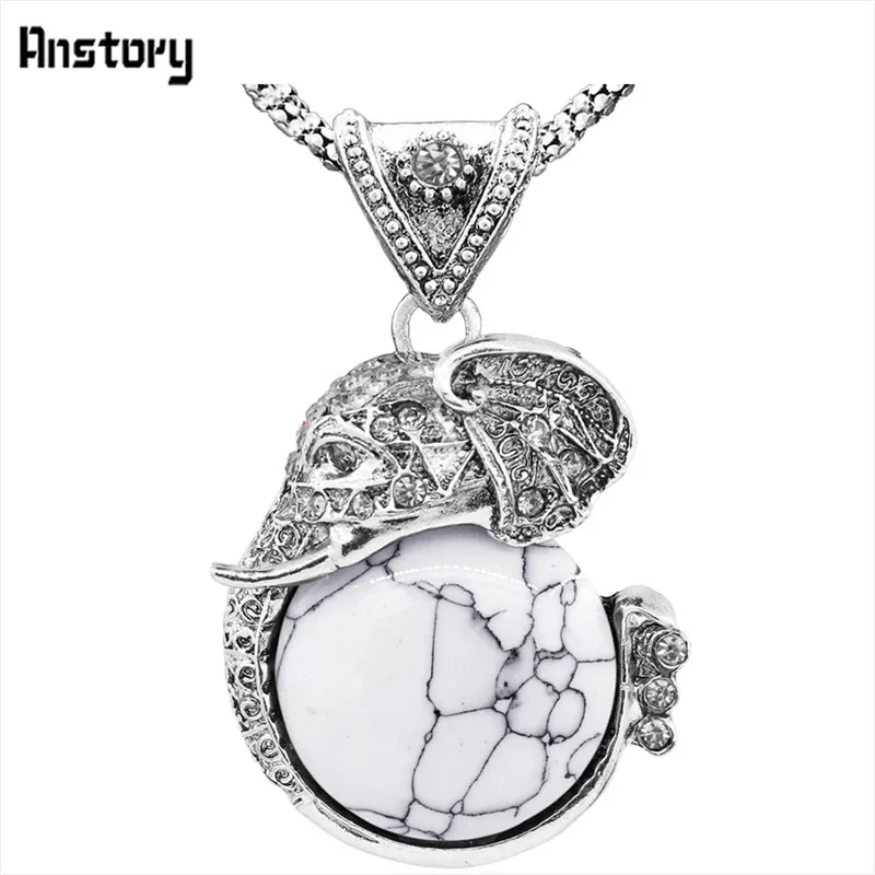 Кулон Слон Природный камень Цепочки и ожерелья для Для женщин Винтаж Посмотрите