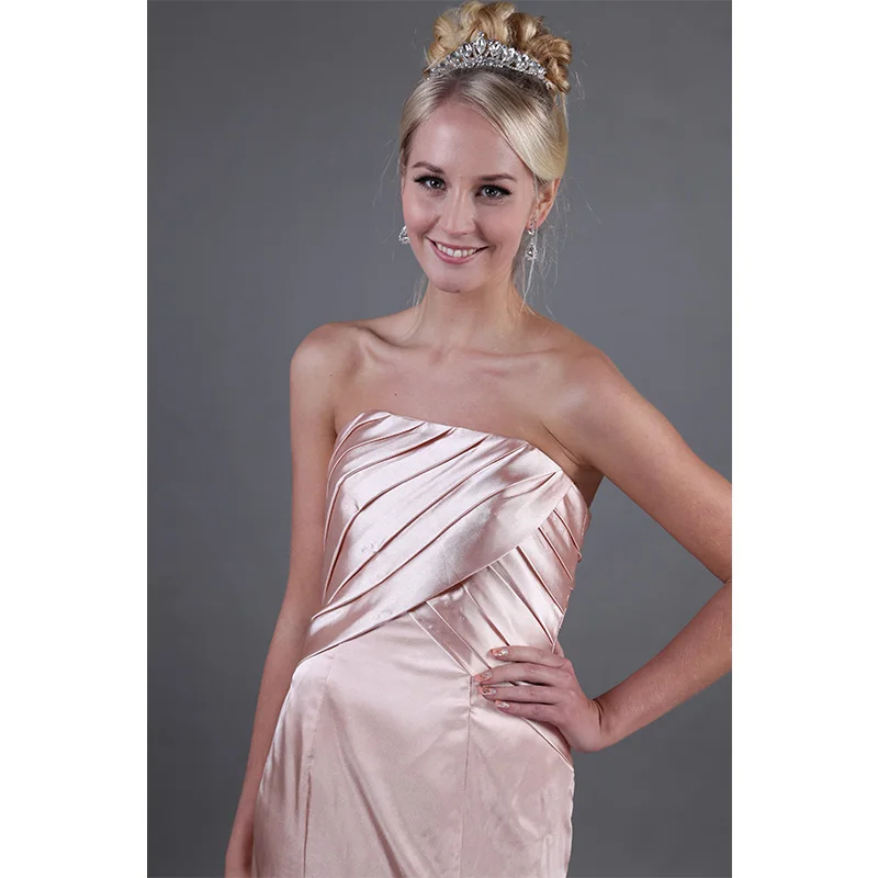 Elegant Mermaid Satin Evening Dresses Pleats Nude Women Formal Party Sweep Train 2019 Special Occasion Gowns | Свадьбы и торжества