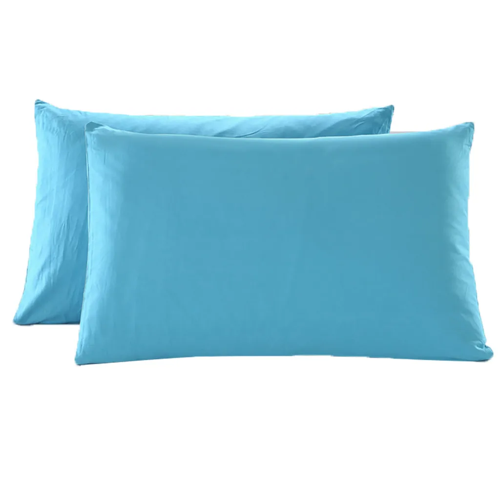 Light Blue 2 шт./компл., наволочка из хлопка, милая пара, раздельная, из натурального хлопка, наволочка, очень мягкая, шелковистая, атласное переплетение, 48X74 см - Цвет: Light Blue