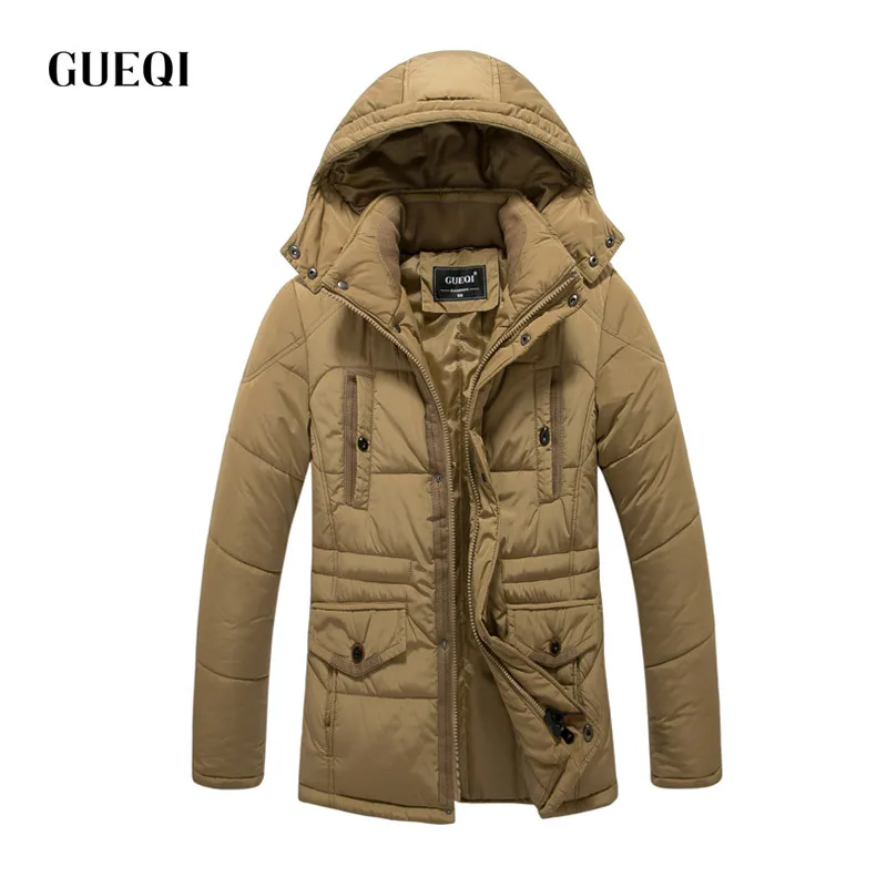 GUEQI Winter Men Fashion Warm jackets Men's Classic Casual Parkas Hooded Outerwear Man Cotton Coats Size M-3XL 0525 | Мужская одежда