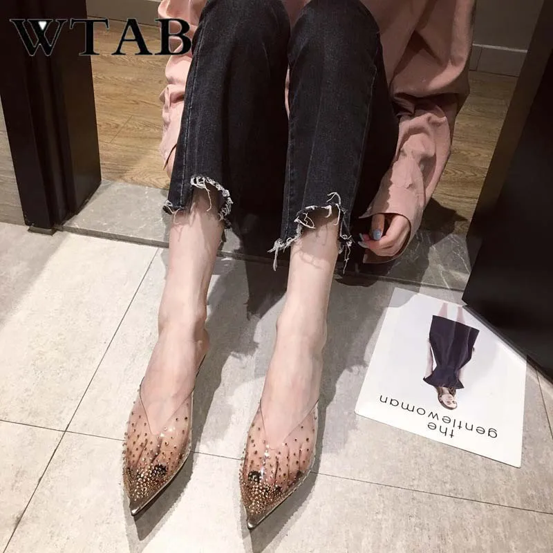 Слиперы WTAB женские со стразами модная летняя обувь Тапочки 2019|Тапочки| |