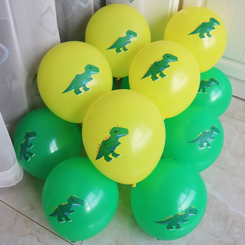 10 шт. дюймов 12 дюймов мультфильм Динозавр зеленый желтый шар Baby Shower детская вечеринка с днем вечерние рождения шар Вечеринка DIY украшения - Цвет: Флуоресцентный желтый