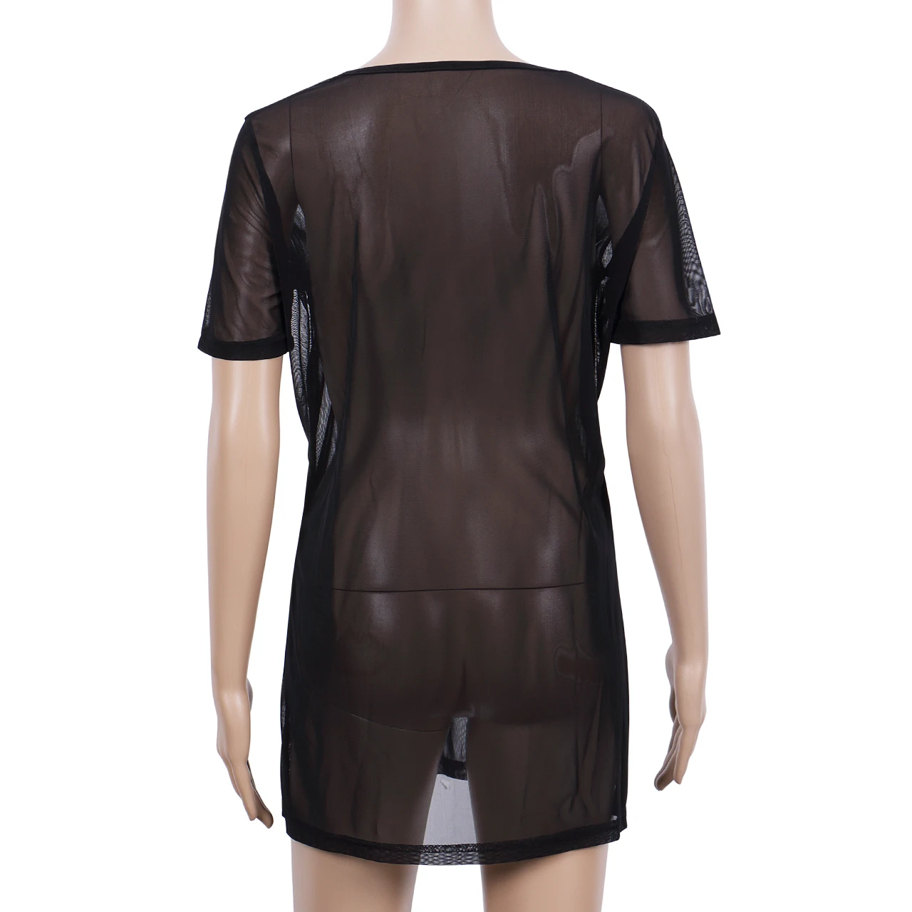 

Hot Sales Fashion Women Black See-Through Sexy Sheer Mesh Short Sleeve Tees T-Shirt Cover-up Oversize Beach Loose Tops T-Shirts