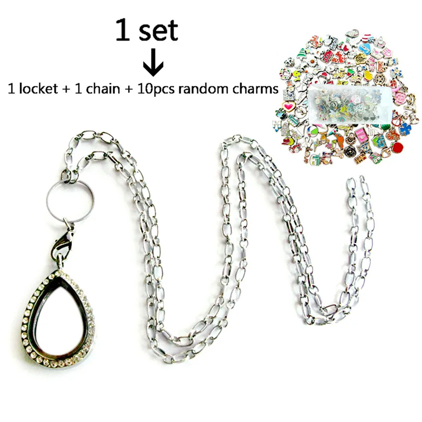 1 шт. плавающий медальон с каплями воды серебряный Радужный цвет Магнитный