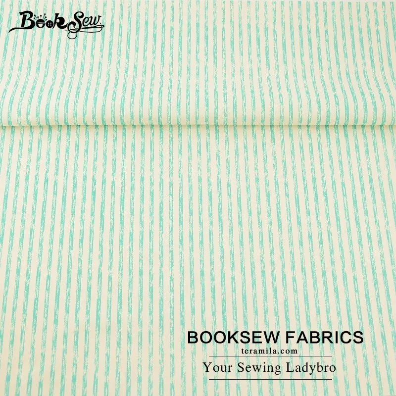 Хлопчатобумажная саржевая ткань Booksew с зелеными полосками мягкая стеганая для